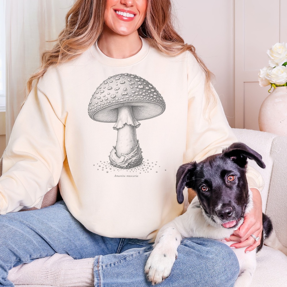 Amanita Muscaria Botanical Chart Mushroom Sweatshirt